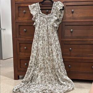 Free People Cream Flutter Sleeve Maxi Sundress